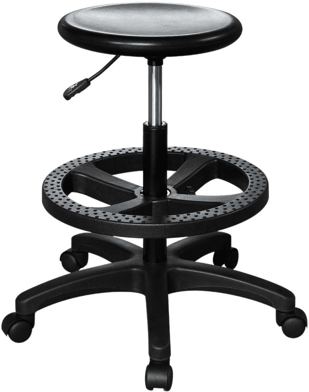 Табурет полиуретановый лабораторный Т10-В с круглым сиденьем черного цвета